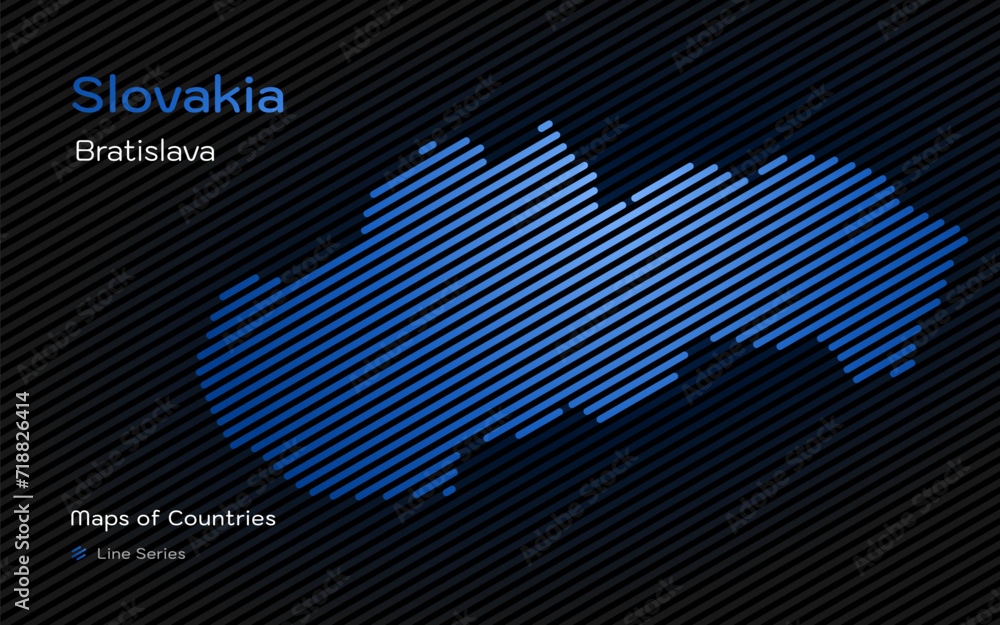 Slovakia Map in a Line Pattern. Stylized simple vector map	