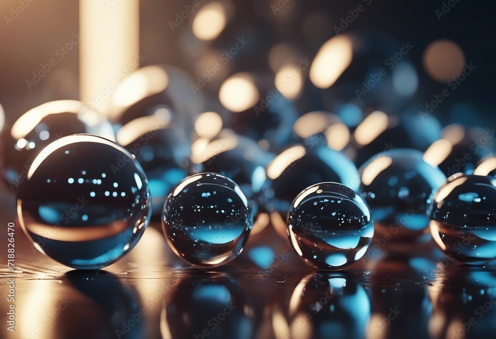 A 3D render of glass glossy spheres with reflects - obrazy, fototapety, plakaty 