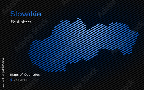 Slovakia Map in a Line Pattern. Stylized simple vector map	