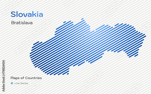 Slovakia Map in a Line Pattern. Stylized simple vector map	 photo