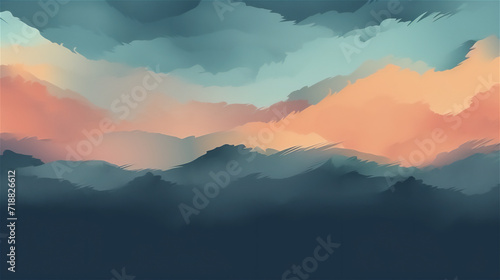 Surreal Twilight Hues Over Mountain Silhouettes 