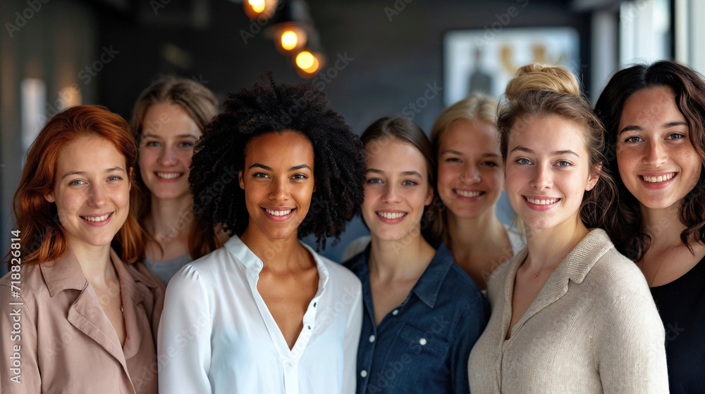 Diverse group of women smiling together