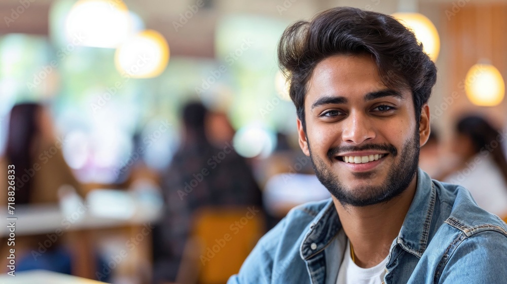 Concentrated male Indian student studying hard with in a classroom Concentrated male Indian student studying hard with in a classroom
