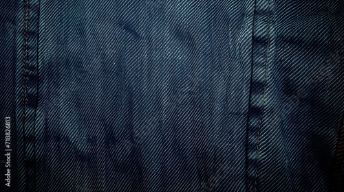 Blue jeans denim with stitches tissue texture background. Generative AI. photo