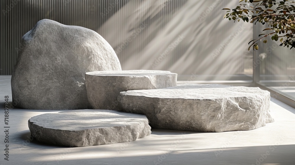 Realistic 3D stone theme podium for product display for products Realistic 3D stone theme podium for product display for products