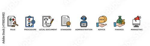 Guideline banner web icon vector illustration concept with icon of rule, procedure, legal document, standard, administration, advice, finance, marketing	