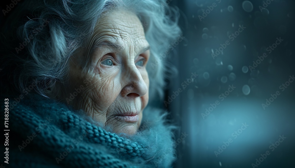 Graying Gracefully: Aging Beauty in a Blue Scarf Generative AI Graying Gracefully: Aging Beauty in a Blue Scarf Generative AI