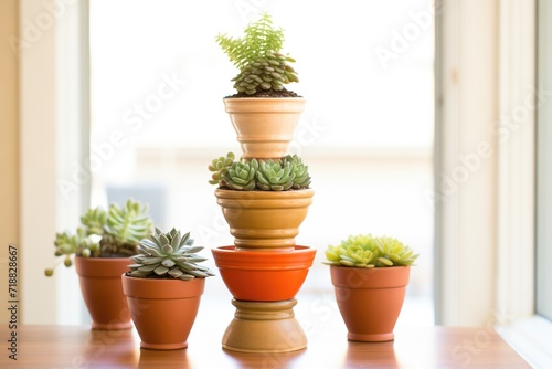 stackable terra cotta pots with succulents