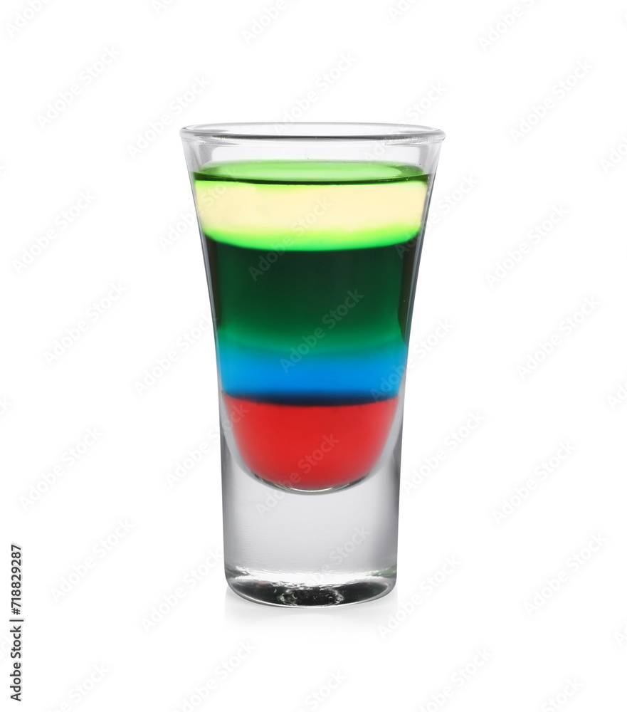 Shooter in shot glass isolated on white. Alcohol drink Shooter in shot glass isolated on white. Alcohol drink