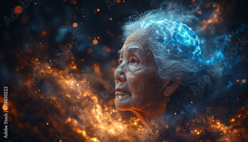 Glowing Brain: A Mindful Moment in Time Generative AI photo