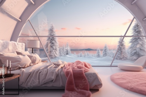 igloo view from inside in winter landscape