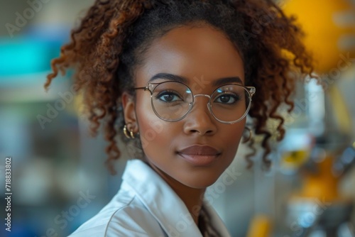 Afro-American woman doctor or scientist in laboratory