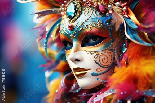 colorful carnival mask with feathers illustration © krissikunterbunt