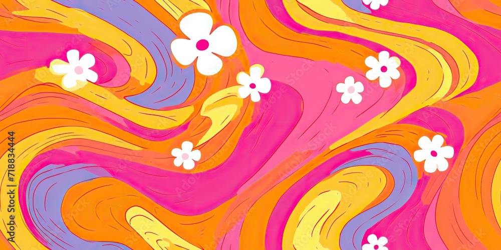 Vintage retro color bloom botanical flowers pattern texture organic style. Can be used for fashion