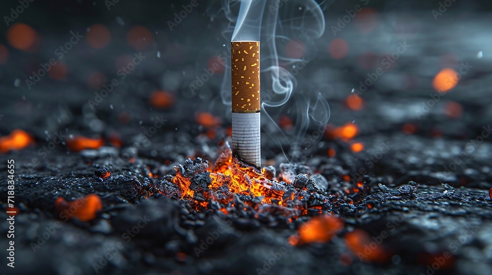 A Cigarette's Last Breath: A Smoke-Filled Farewell Generative AI - obrazy, fototapety, plakaty 