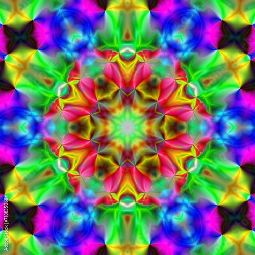 Fascinating kaleidoscope of colors that blend harmoniously, a vibrant show dynamics . Beautiful colorful bokeh festive lights in kaleidoscope