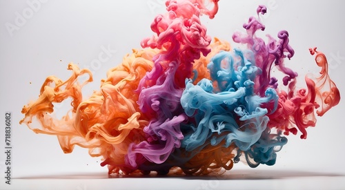 colorfull smoke on a white background