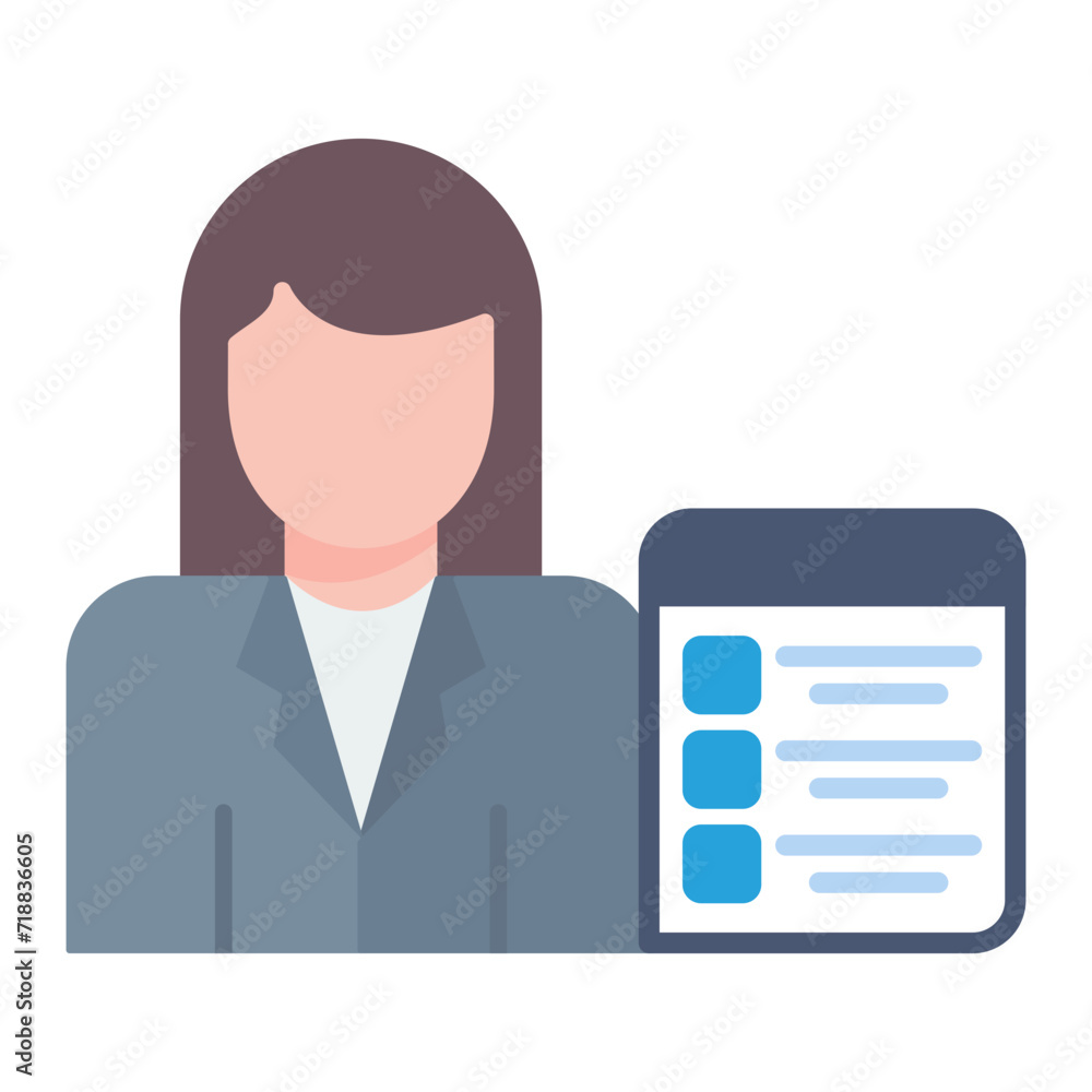 Recruiter Female icon vector image. Can be used for Recruitment Agency. Recruiter Female icon vector image. Can be used for Recruitment Agency.