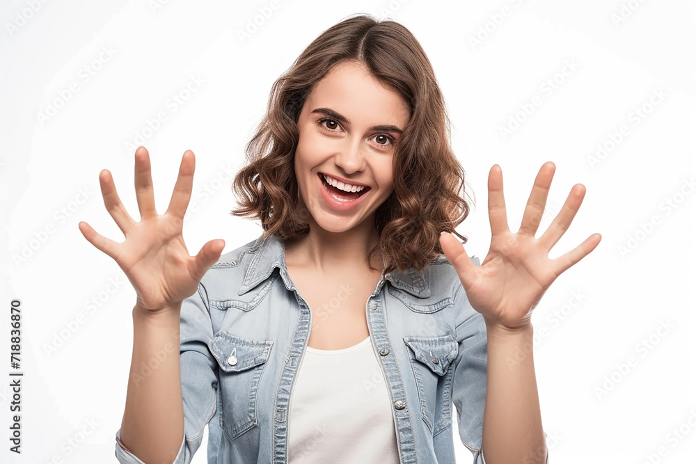 closeup shot of portrait of young woman posing on white isolated background closeup shot of portrait of young woman posing on white isolated background