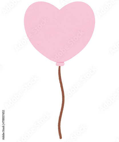 pink heart balloon hand drawn
