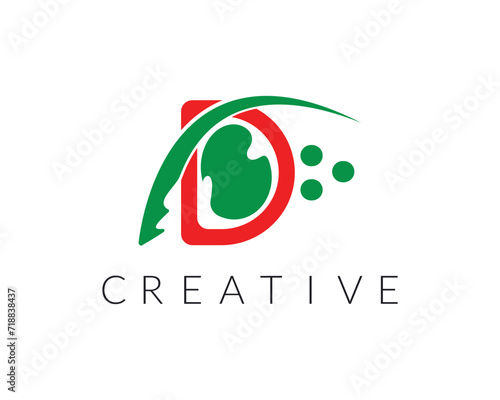 Abstract letter D logo design template. black, green and white Color line creative sign. Universal vector icon.