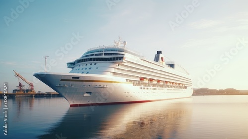 A modern, white cruise ship near the pier, side view. Travel and vacation © masyastadnikova
