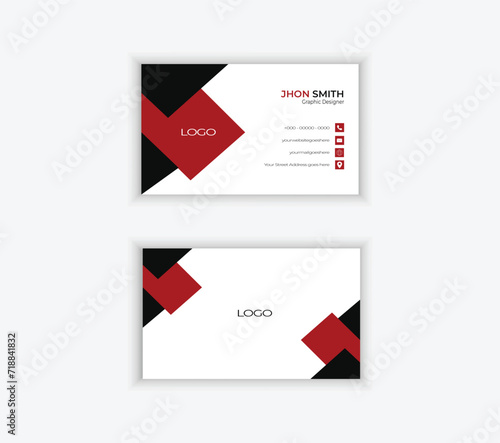 Red And Black Corporate Business Card Design. Modern business card template.