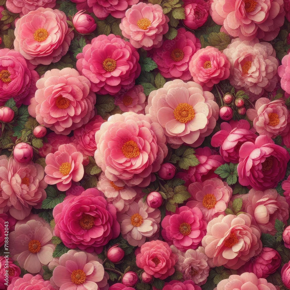 Romantic Bloom: Texture of Many Pink Flowers Romantic Bloom: Texture of Many Pink Flowers