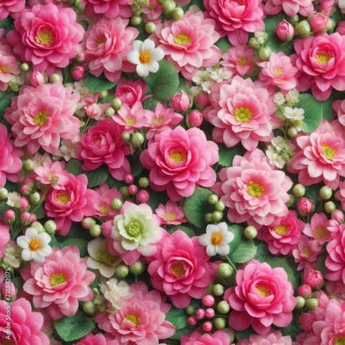Romantic Bloom: Texture of Many Pink Flowers