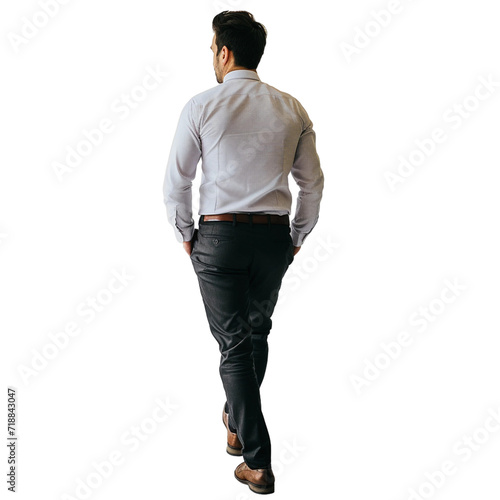 business man walking, back view isolated on transparent  background photo