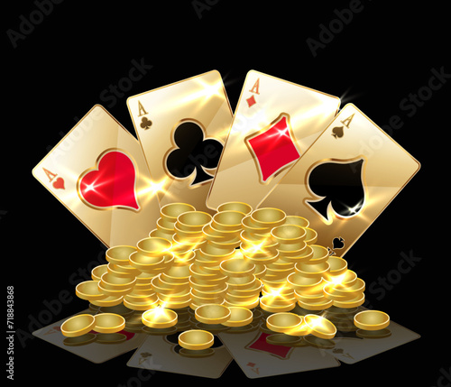 Casino vip background with poker cards, vector illustration