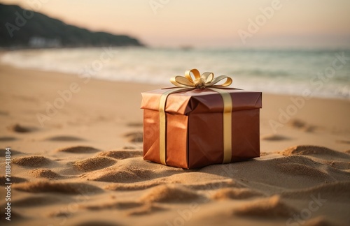 Gift box on the beach