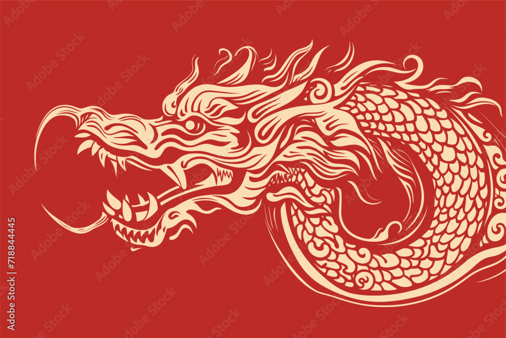 Chinese dragon symbol red background Chinese dragon symbol red background