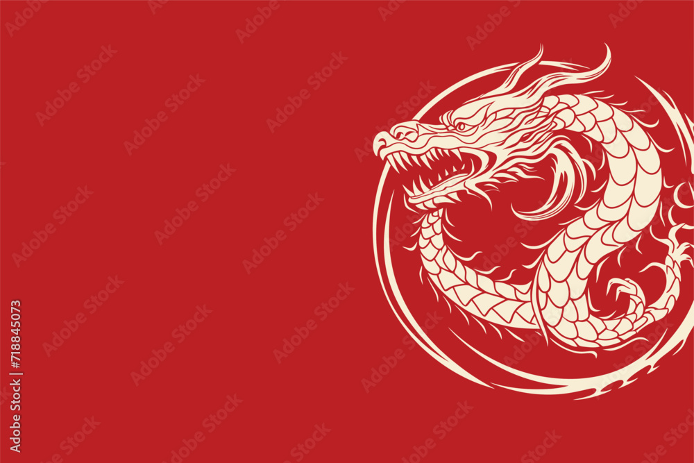 Chinese dragon symbol red background Chinese dragon symbol red background