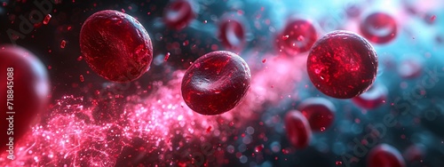 Pink Blood Cells in Motion: A Visualization of the Monthly Blood Moon Generative AI photo