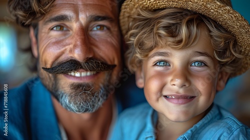 Beard and Mustache Father-Son Smile Generative AI