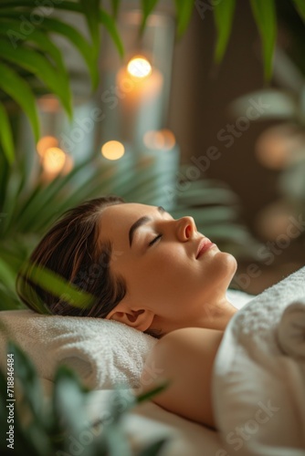 Woman in massage studio or spa salon