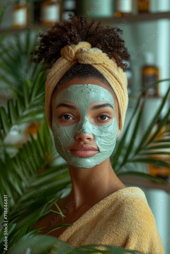 Woman in spa salon with cosmetic clay mask Woman in spa salon with cosmetic clay mask