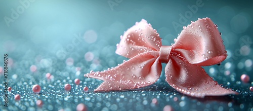 Pink Bowtie with Raindrops: A Fashionable Accessory for the Month of Love Generative AI