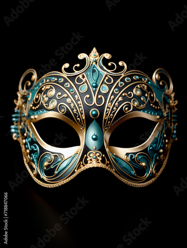 Mardi Gras mask isolated on black background, clipping path included © Kateryna
