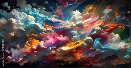 Colorful swirling dreams. Cloud background with abstract movement. Vision of beauty and imagination. Sky full of wonder and fantasy