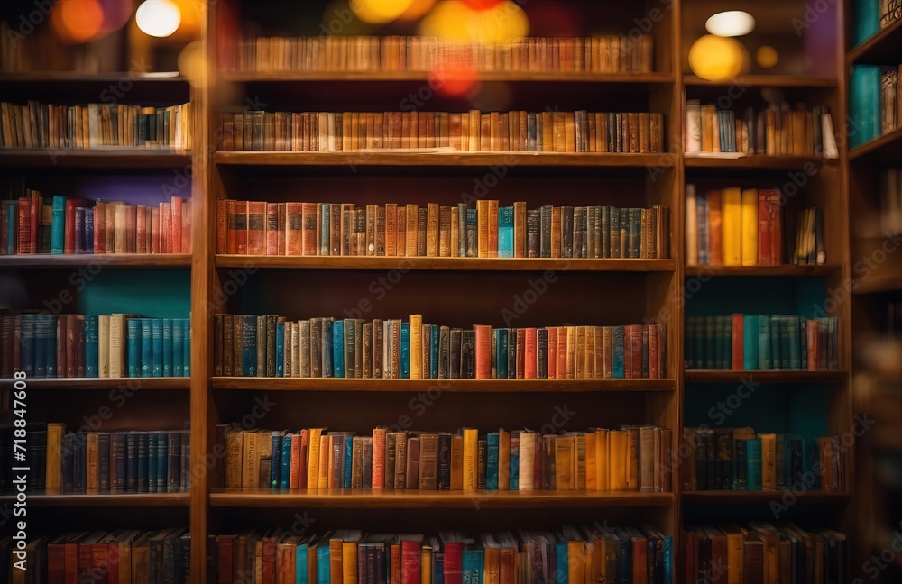 Colorful Bookshelves Displaying Wealth Of Knowledge Colorful Bookshelves Displaying Wealth Of Knowledge