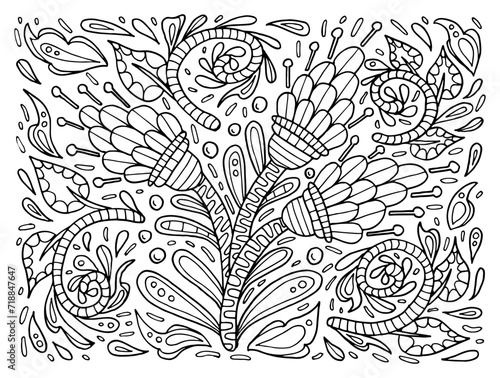 Coloring book spring flowers Hand drawn doodle illustration.