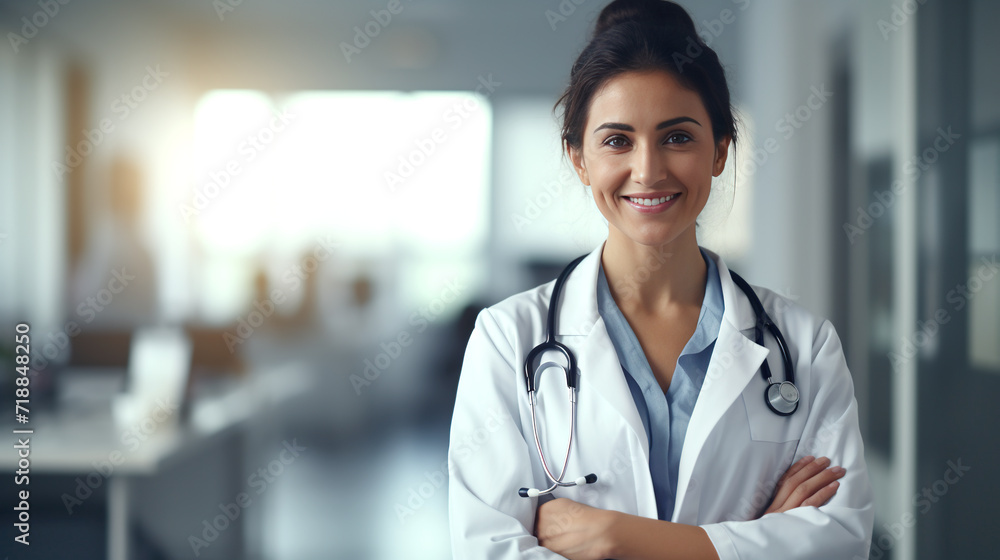 Portrait Of Mature Female Doctor Wearing White Coat Standing Confidently Portrait Of Mature Female Doctor Wearing White Coat Standing Confidently