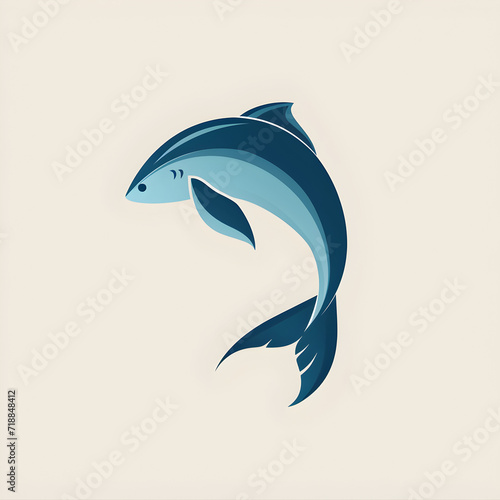  A modern and abstract logo of a jumping fish photo