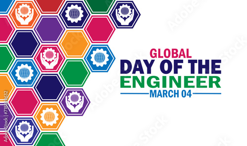 Global Day Of The Engineer Vector Template Design Illustration. March 4. Suitable for greeting card, poster and banner