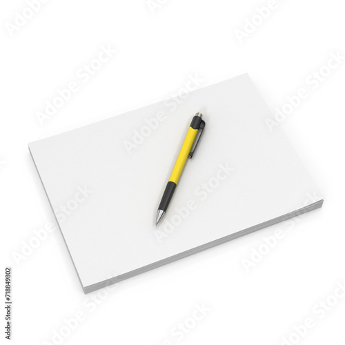 Stack of A4 Paper with Yellow Pen PNG © PNG 