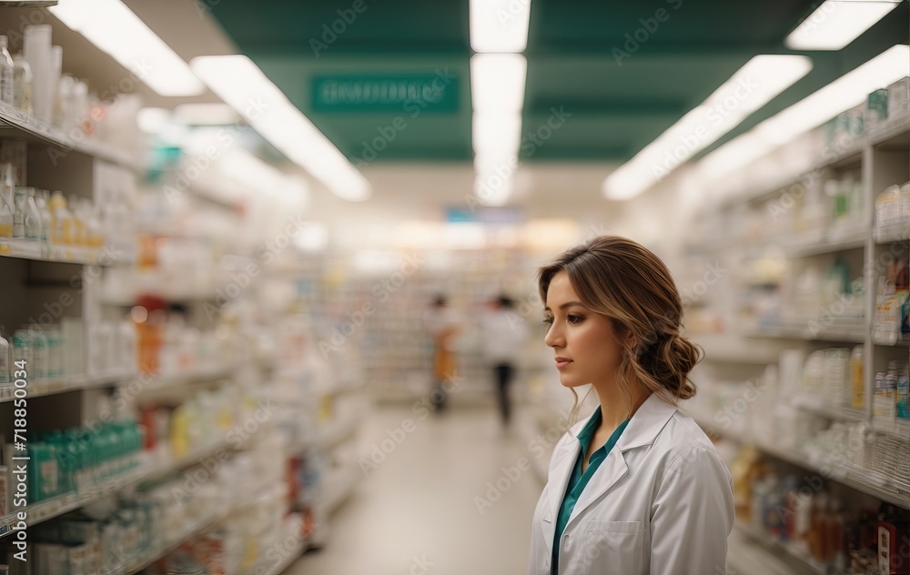 Blurred background of a pharmacy store