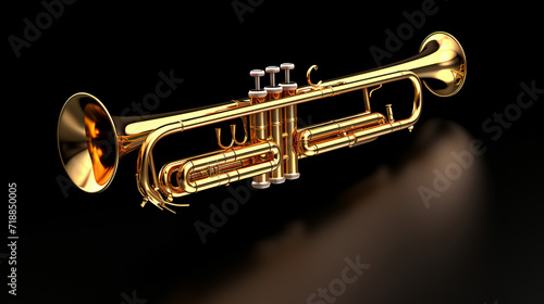 Golden musical orchestral trumpet