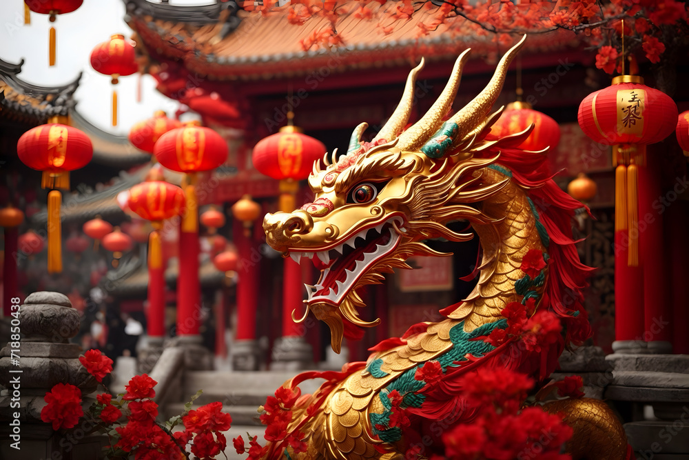 Obraz premium Chinese new year 2024 as the year of the dragon